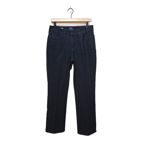 NYDJ Marilyn Straight Leg Denim Embroidered Pocket Trousers in Rinse Sz 8 - Picture 1 of 12